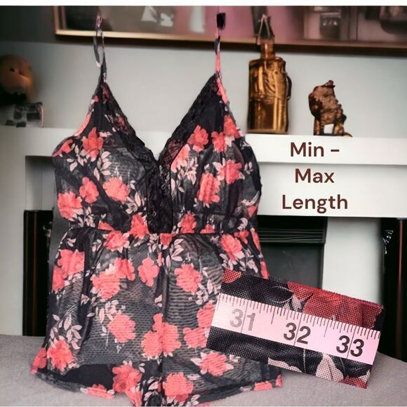 Retired SHEIN Romper Teddy l Black l Plunging Neckline l Lace l Sheer l 4X - Picture 5 of 11